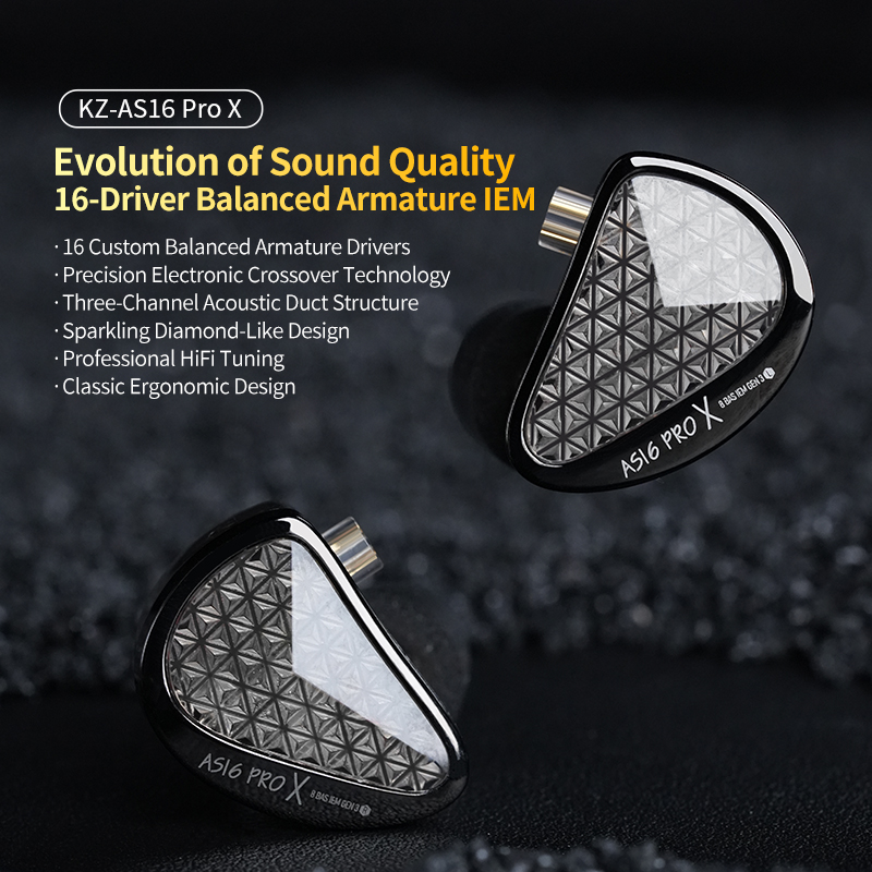 L Musical Instrument - KZ AS16 Pro X HiFi Earphone